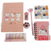 Kit papelaria rosa 7 itens